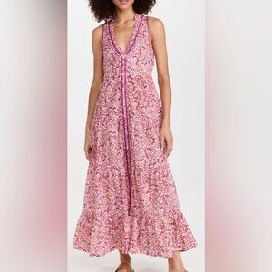 Poupette St. Barth Nana Long Dress Pink Floral Size XS